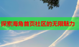 探索海角首页社区的无限魅力